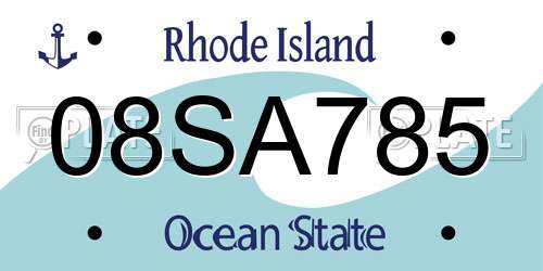 08SA785 Rhode Island License Plate
