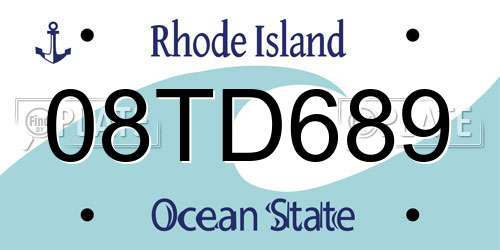 08TD689 Rhode Island License Plate