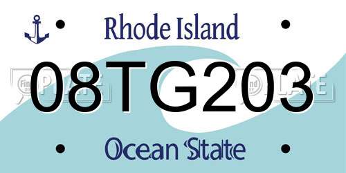 08TG203 Rhode Island License Plate
