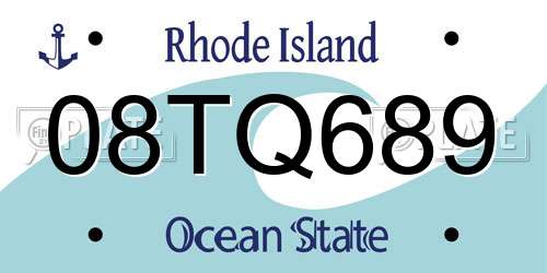 08TQ689 Rhode Island License Plate