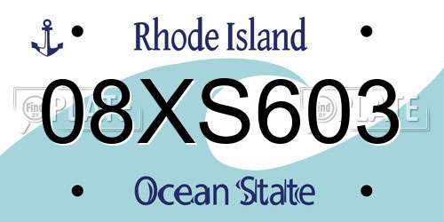 08XS603 Rhode Island License Plate