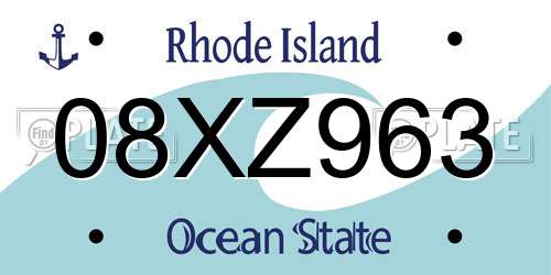 08XZ963 Rhode Island License Plate
