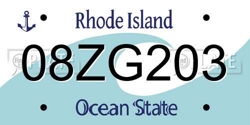 08ZG203 Rhode Island License Plate