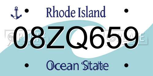 08ZQ659 Rhode Island License Plate