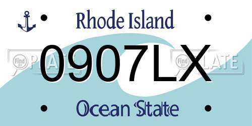 0907LX Rhode Island License Plate
