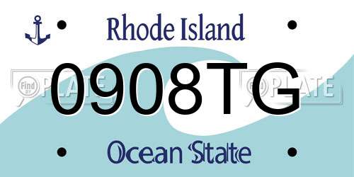 0908TG Rhode Island License Plate