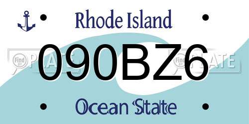 090BZ6 Rhode Island License Plate