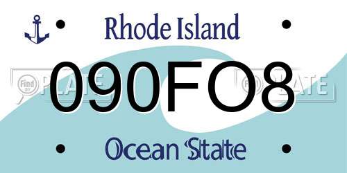 090FO8 Rhode Island License Plate