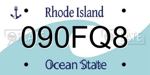 090FQ8 Rhode Island License Plate