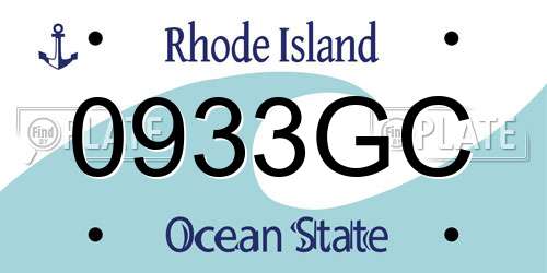 0933GC Rhode Island License Plate
