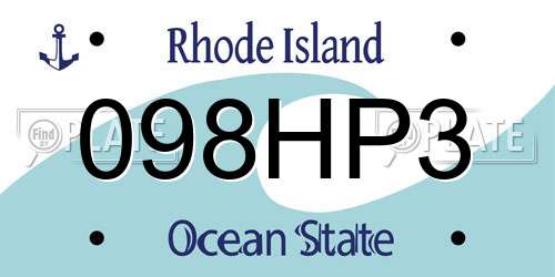 098HP3 Rhode Island License Plate