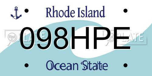 098HPE Rhode Island License Plate