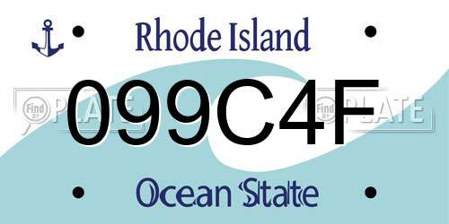 099C4F Rhode Island License Plate