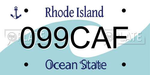 099CAF Rhode Island License Plate