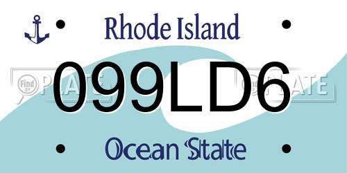 099LD6 Rhode Island License Plate