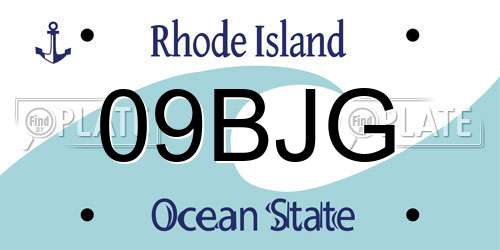 09BJG Rhode Island License Plate