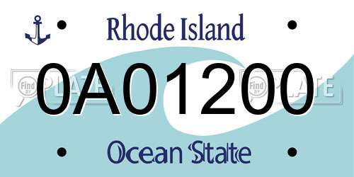 0A01200 Rhode Island License Plate