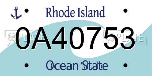 0A40753 Rhode Island License Plate