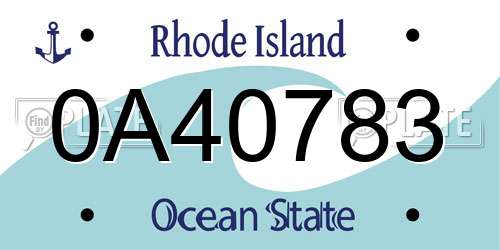 0A40783 Rhode Island License Plate