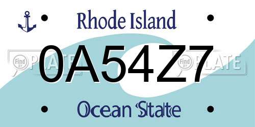0A54Z7 Rhode Island License Plate