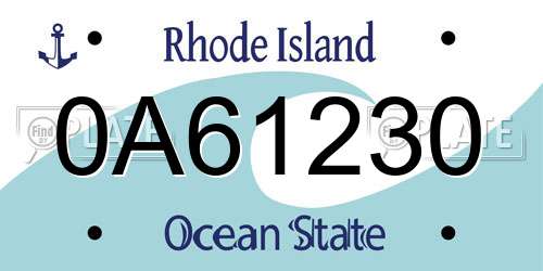 0A61230 Rhode Island License Plate