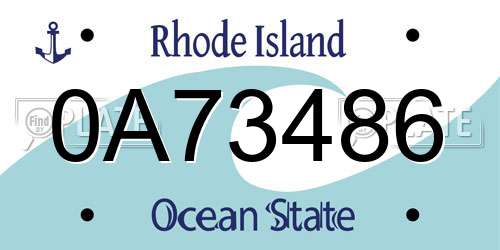 0A73486 Rhode Island License Plate
