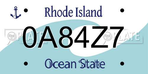 0A84Z7 Rhode Island License Plate