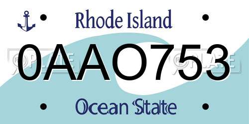 0AAO753 Rhode Island License Plate