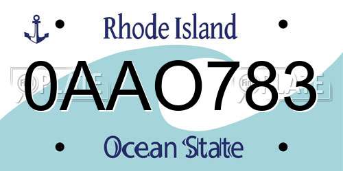 0AAO783 Rhode Island License Plate