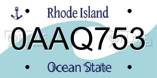 0AAQ753 Rhode Island License Plate