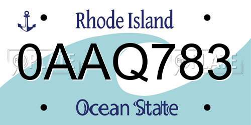 0AAQ783 Rhode Island License Plate
