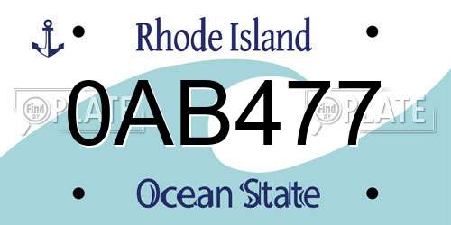 0AB477 Rhode Island License Plate
