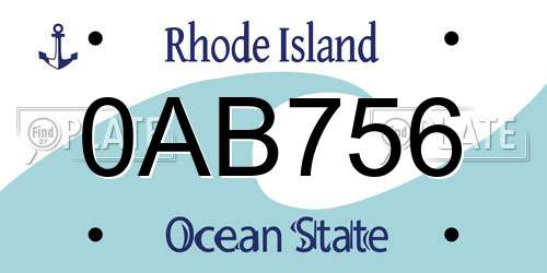 0AB756 Rhode Island License Plate