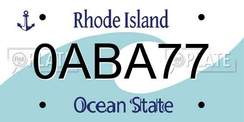 0ABA77 Rhode Island License Plate