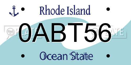0ABT56 Rhode Island License Plate