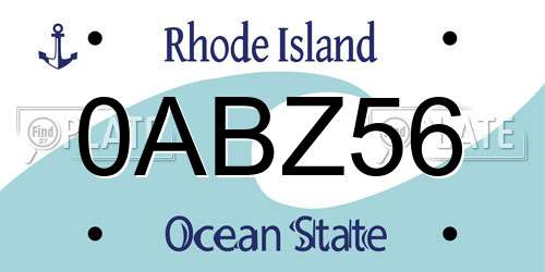 0ABZ56 Rhode Island License Plate