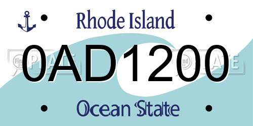 0AD1200 Rhode Island License Plate