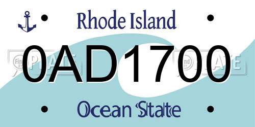 0AD1700 Rhode Island License Plate