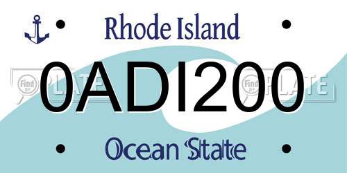 0ADI200 Rhode Island License Plate
