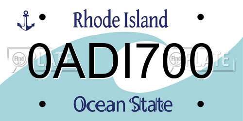 0ADI700 Rhode Island License Plate