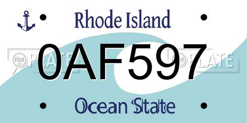 0AF597 Rhode Island License Plate