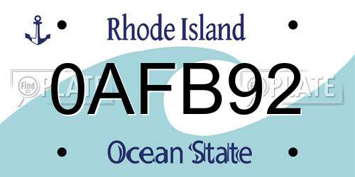0AFB92 Rhode Island License Plate