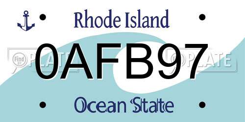 0AFB97 Rhode Island License Plate