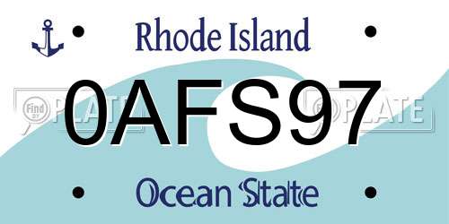 0AFS97 Rhode Island License Plate