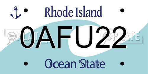 0AFU22 Rhode Island License Plate