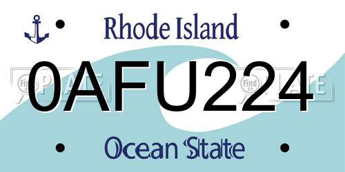 0AFU224 Rhode Island License Plate