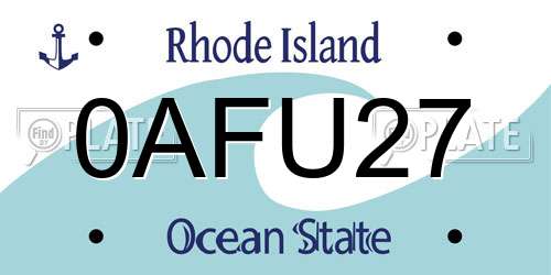 0AFU27 Rhode Island License Plate