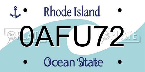0AFU72 Rhode Island License Plate
