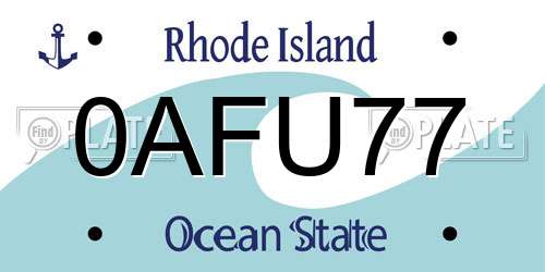 0AFU77 Rhode Island License Plate