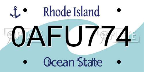 0AFU774 Rhode Island License Plate